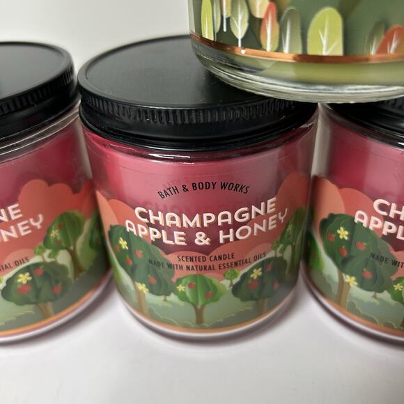 Bath & Body Works Aromatherapy Champagne Apple & Honey 7 oz Candles Lot Of 6 - Picture 4 of 8
